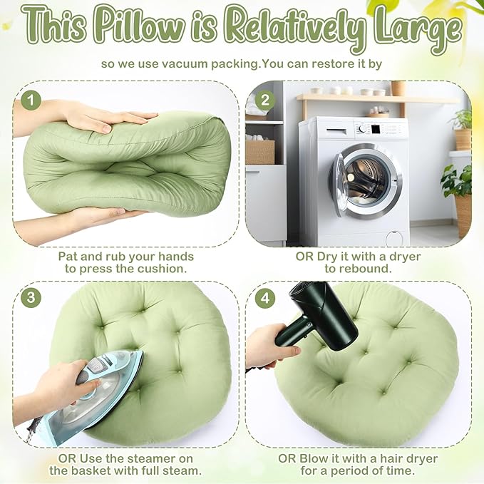 Fumete 12 Pcs Floor Pillows Cushions Seating 16 x 16 Inches Color Round Seat Reading Floor Chair Cushions for Kids Adults Classroom Home School Playing Supplies(Green) - Bloomnest