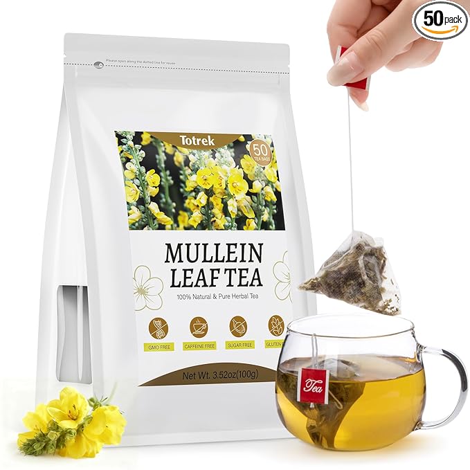 Mullein Leaf Tea Bags, 2g X 50 Bags, Organic Herbal Teas, Pure Mullein Leaves, Mullein Tea, Caffeine Free, Non-GMO, Caffeine-free - Bloomnest