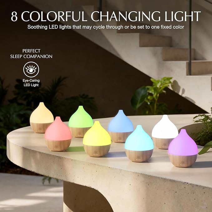 SALKING Essential Oil Diffuser with Luxury Hotel Fragrance Oil Set, 100ml Small Ultrasonic Aromatherapy Diffuser, Auto Shut-Off, Warm White Light, Cool Mist Humidifier for Home & Office - Bloomnest