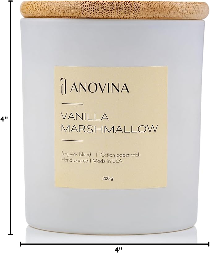 Anovina Vanilla Candle – Non-Toxic Soy Wax Blend – Long-Lasting Vanilla Scented for Home Décor, Relaxation & Aromatherapy – Fall & Holiday Gifts for Women, Friends & Family - Bloomnest