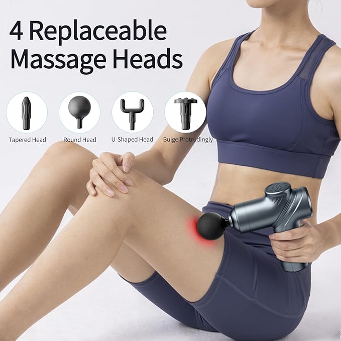 Massage Gun Deep Tissue, Silent Brushless Motor and Portable Massage Gun with 4 Interchangeable Heads for Deep Muscle Relief and Relaxation, Relax Gift - Bloomnest