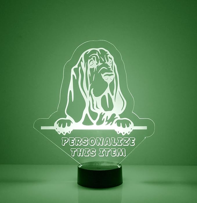 Custom Dog LED Sign Night Light Lamp with Remote, Light Up Display with Personalized Name or Image, Customized, Made in The USA, Clear Acrylic Home Decor Design with 16 Colors, 4 Modes (Basset Hound) - Bloomnest