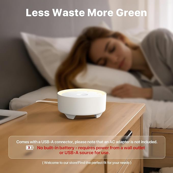 Kipcush Sound Machine & Night Light for Adults/Baby/Kid. White Noise Machine with Max 8H Timer & 20 Soothing Sleep Sounds. Small Size & Portable Design for Bedroom, Office, Travel. Favorites Buttons - Bloomnest