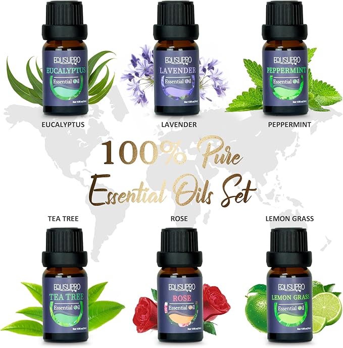 Oil Diffuser with Essential Oils Set – Aromatherapy Diffuser 150ml with 6 Essential Oils Set, Diffuser for Essential Oils, Auto Off Protection 7 Colors Night Light Gifts for Mom(Diffuser & Oils Set) - Bloomnest