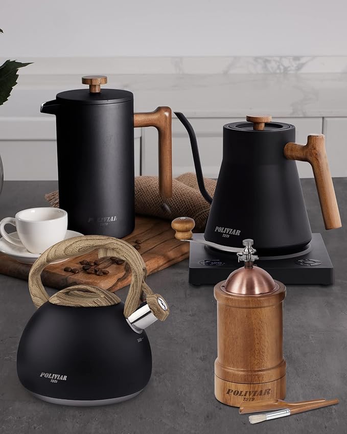 POLIVIAR Tea Kettle, Black Ti Stovetop Tea Kettle 2.7 Quart , Audible Whistling Teapot, Food Grade Stainless Steel for Anti-Rust and Anti Hot Handle, Suitable for All Heat Sources (JX2018-WB20) - Bloomnest