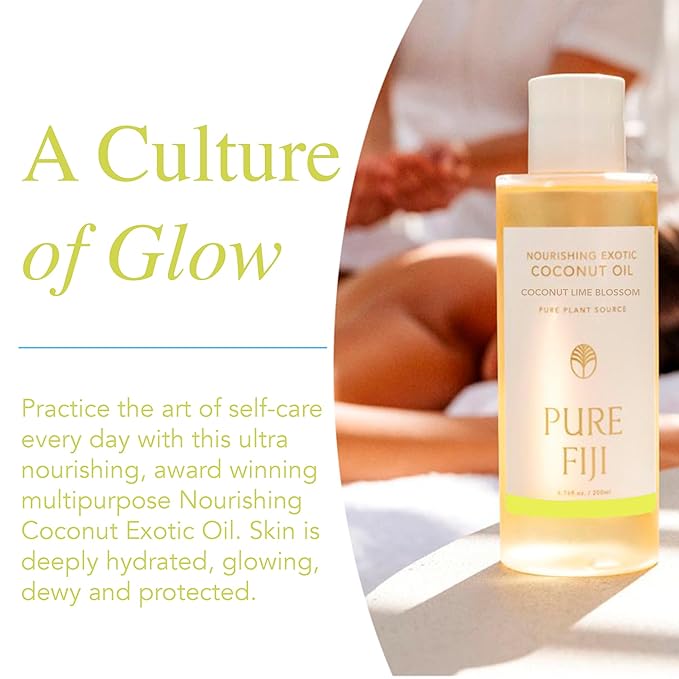 PURE FIJI Nourishing Exotic Coconut Body Oil, Coconut Lime Blossom (7.7 fl oz/230ml) - Bloomnest