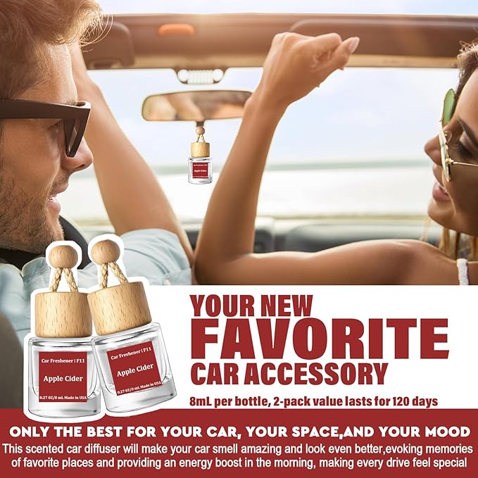 HoogaLife Car Air Freshener Diffuser 2 Pack Hanging Air Freshener Diffuser - Apple Cider Fragrance Oil Air D iffuser for Car, 45+ days Long Lasting Fragrance Made in USA （F11） - Bloomnest
