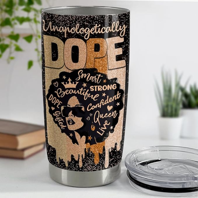 SANDJEST Inspirational Gifts for Women Black Woman Inspiration Tumbler 20oz Stainless Steel Insulated Coffee Travel Mug Cup Motivational Gift for Women Birthday Christmas - Bloomnest