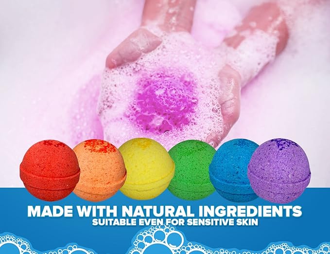 Kids Bath Bombs with Surprise Toys Inside (6 Pack) - Releases Color & Bubbles, Won’t Stain Tub, Moisturizing, Large Bubble Bomb, USA Made - Ideal Gift for Girls & Boys by Two Sisters - Bloomnest