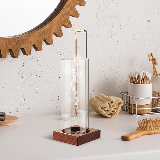 Incense Holder,Wooden Incense Holder for Sticks with 20 Incense Sticks, Anti-ash Incense Burner with Glass Ash Catcher for Meditation Yoga Spa Gift Home Decor - Bloomnest