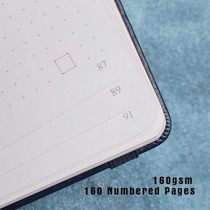 TIEFOSSI Dotted Journal Notebook, Dot Grid Notebook for Women Men, Hardcover PU Leather Journal, 160 GSM Thick Paper, 160 Numbered Pages with Gold Edges, 8 x 8 Square Diary - Bloomnest