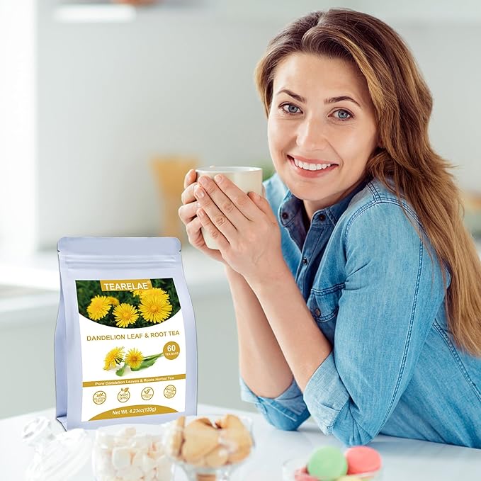 TEARELAE - Dandelion Leaf & Root Tea - 60 Counts Premium Dandelion Leaf and Root Tea Bags - Support Kidney, Aid in Digestion - Non-GMO - Caffeine-Free - Bloomnest