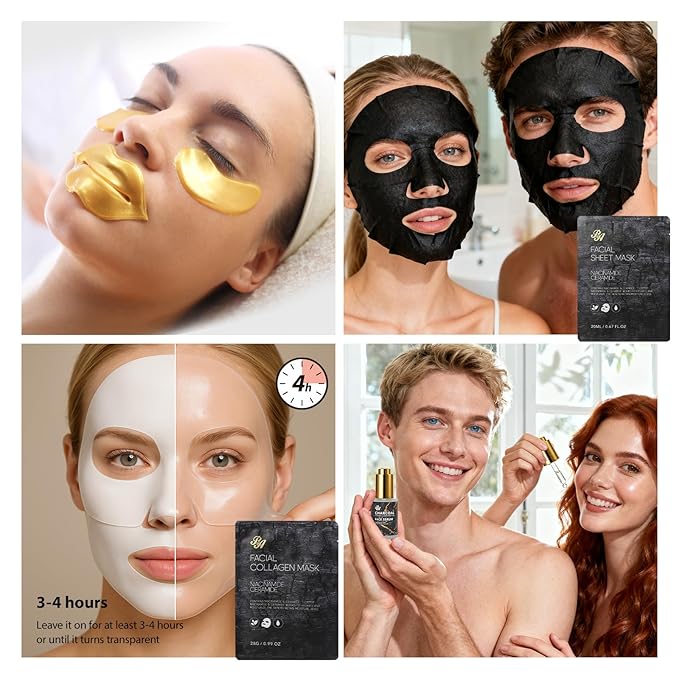 33 Pcs Valentines Day Gifts for Women & Men, Charcoal Hydrating Skin Care Kit, Bath & Body Gift Set, Spa Kit, Leather Bag, Anniversary, Birthday, Christmas, Mothers Day, Father's Day - Bloomnest
