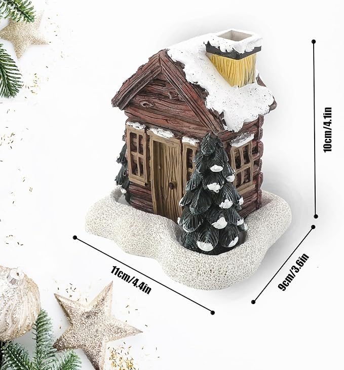 Lovely Log Cabin Incense Burner, Mini Snowy Winter Chimney Cottage Ash Catcher, Yoga Accessories Meditation Accessories, Home Chimney Decorations - Bloomnest