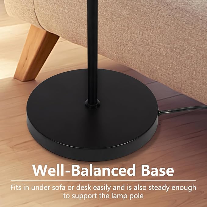 Floor Lamps for Living Room, Modern Standing Lamp, Minimalist Pole Lamps, Stepless Dimmable 9W Bulb Included, Tall Lamp with Linen Shade, Lamps for Bedroom, Office, Kids Room, Reading Light - Bloomnest