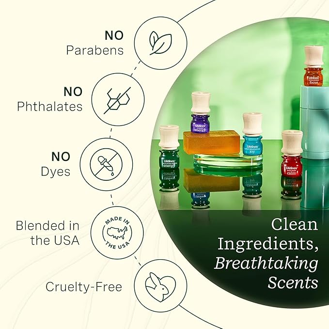 Lifelines Essential Oil Blends, Pure Joy 5-Pack - Blended Essential Oils with Precision Pump for Aromatherapy Diffusers - Long-Lasting Scented Fragrance - Bloomnest