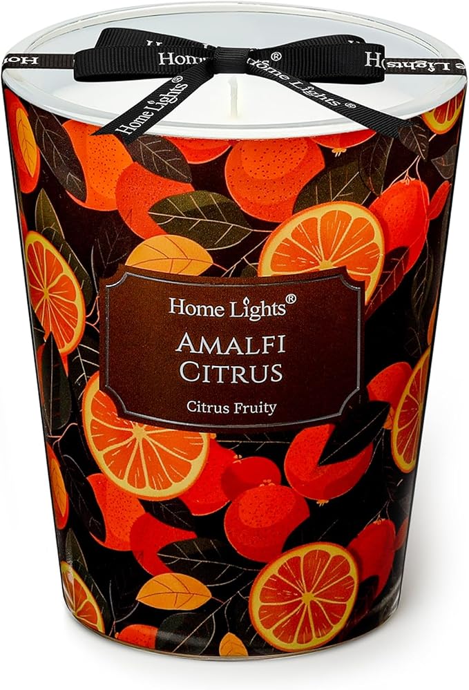 HomeLights 1-Wick Candles for Home Scented - 6.7oz Soy Wax Blend Candle Long-Lasting Fragrance, Eclectic Mixed Styles Home Decor and Housewarming Gifts, Amalfi Citrus - Bloomnest