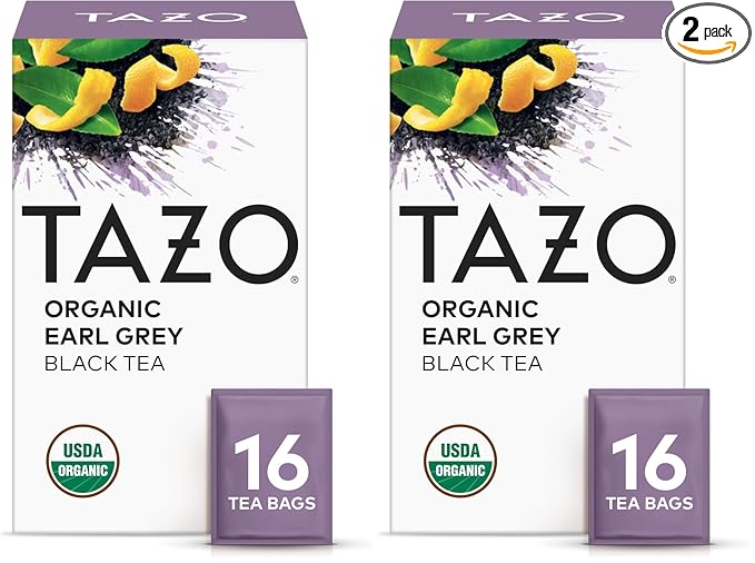 TAZO Organic Earl Grey Tea Bags,Black-tea with Caffeine,16 Tea Bags,(Pack of 2) - Bloomnest