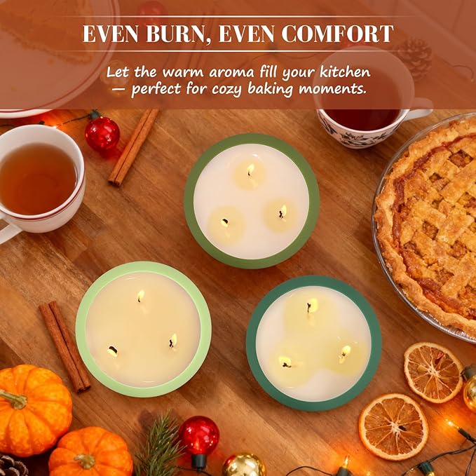 Viyffo Fall Candles - Pine & Cinnamon, 3 Wick Large Scented Candle, 20oz Soy Candles for Women & Men, Non Toxic Aromatherapy Candle, Ceramic Velas Perfect for Autumn Home Decor & Gift - Bloomnest