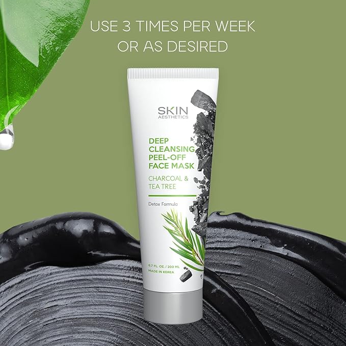 Charcoal & Tea Tree Peel-Off Face Mask - Blackhead Remover, Acne Treatment, Unclogs Pores, Deep Cleansing - Dermatologist Tested Korean Skincare, Clean Beauty, Cruelty-Free - 6.7 Fl oz - Bloomnest
