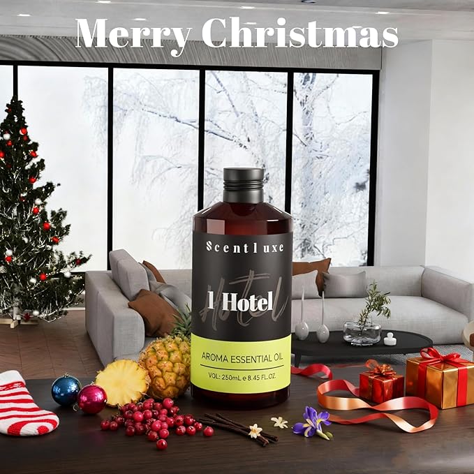 Hotel Diffuser Oil & Aroma Essential Oil Blend Luxury 1 Hotel Inspired Aromatherapy with Jasmine, Pink Pepper, Pineapple, Cedar & Amber for Ultrasonic Diffusers & Nebulizers - 8.45 fl oz, 250 mL - Bloomnest