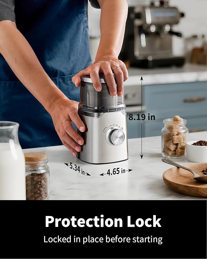SHARDOR Electric Blade Coffee Grinder, Timed Grind Control Rotary Knob, All-stainless steel shell,Adjustable,for Coffee Beans, Spices & Herbs, with 1 Removable Stainless Steel Bowl,Sliver - Bloomnest