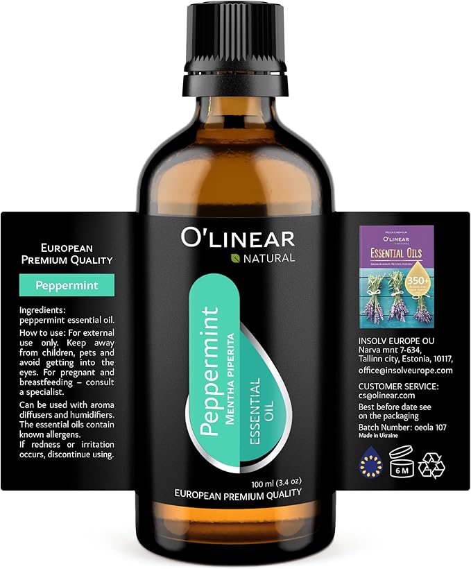 O'linear 3.4 Fl Oz Therapeutic Grade Peppermint Essential Oil for Diffusers for Home, Aromatherapy 100% Pure Mint Oil for Humidifiers, Natural Essential Oils for Candle Making SPA Steam Room Sauna - Bloomnest