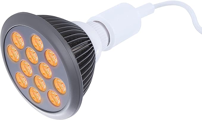 hooga Orange Light Therapy Bulb Power Cord Included. 605 nm Wavelength. 12 LEDs. High Irradiance, May Reduce Skin Redness and Irritation. Mood Enhancing Benefits.