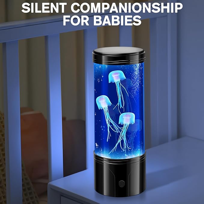 7 Color Jellyfish Lamp, Quiet Jelly Fish Night Light with USB and Battery Power,Relax Mood Aquarium Autism Fidget Sensory Birthday Christmas Gift for Kids Teen Men Women Home Office Table Room Decor - Bloomnest