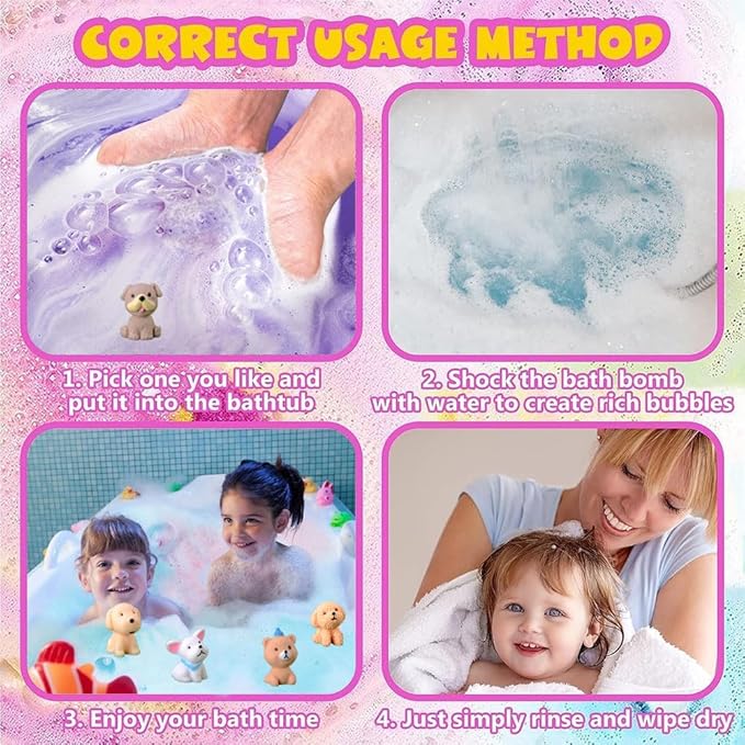 Bath Bombs for Kids with Surprise Inside for Boys Girls Toddlers 20 Pack Kids Gift Set Organic Bubble with Puppy Inside Natural Handmade - Bloomnest