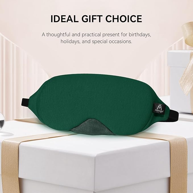 Mavogel Cotton Sleep Eye Mask - Breathable Light Blocking Sleep Mask, Soft Comfortable Night Eye Mask for Men Women, Eye Cover for Travel/Sleeping/Shift Work, Includes Travel Pouch (Green) - Bloomnest