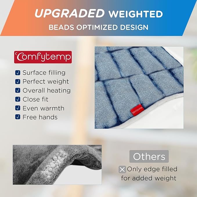Comfytemp Heating Pad for Neck and Shoulders and Back, 2.6lb Weighted Electric Heat Pad FSA Eligible, Large HSA Heated Wrap, 9 Heat Settings & 11 Timer, Gifts for Women Men Mom Dad, Dark Blue - Bloomnest