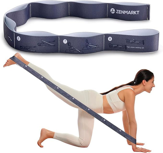 Yoga Strap for Stretching - 8 Loops Stretching Strap - Essential Yoga Accessories for Flexibility and Enhanced Stretching - Ideal Stretch Strap in Yoga and Pilates - Bloomnest