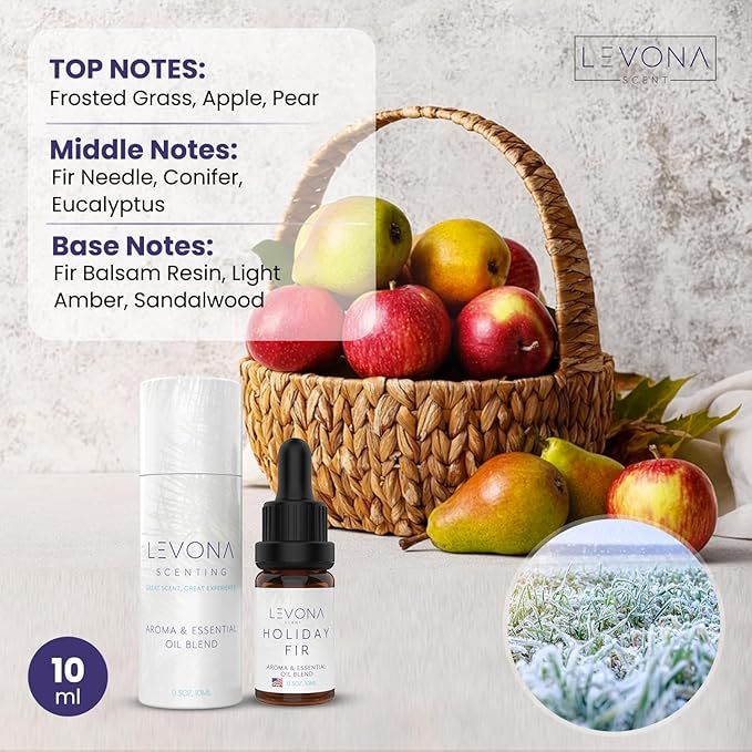 Levona Scent Christmas Essential Oils for Diffuser: Holiday Fir Essential Oil for Diffusers for Home - Essential Oils with Notes of Sandalwood & Amber Oil - Winter Fir and Balsam Fragrance - 10Ml LEVONASCENT