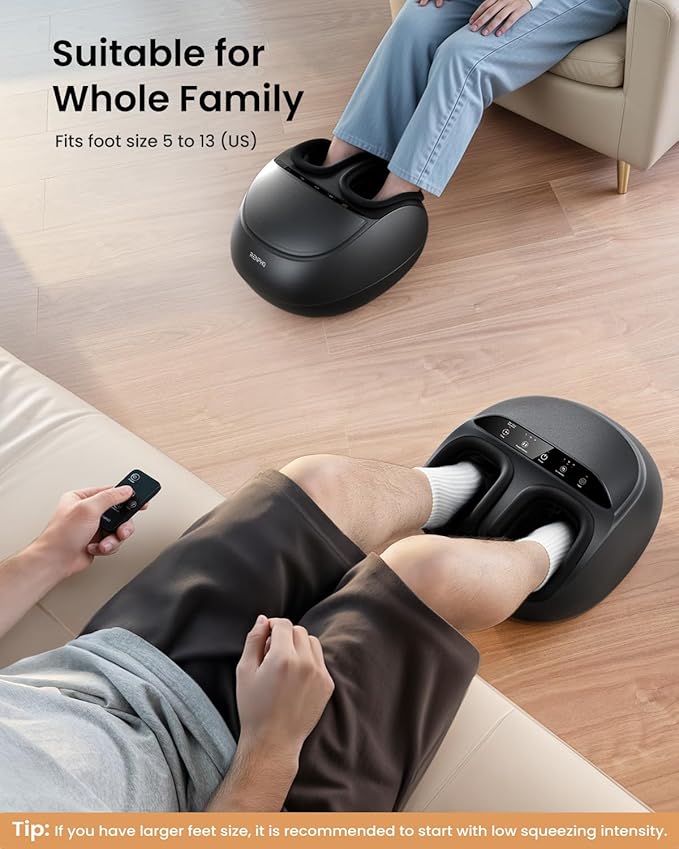 RENPHO Shiatsu Foot Massager with Heat, Feet Massager for Neuropathy Plantar Fasciitis Relief, FSA Eligible, 3 Heat Levels Foot Massage with Wireless Control, Size 13
