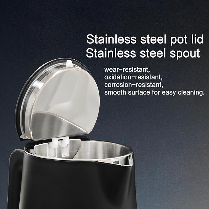 1.5L Electric Kettle Stainless Steel, Double Wall Cool Touch Teapot, Fast Boil,5 Temperature Control, LED Display, Auto Shut-Off, BPA-Free,Keep Warm Function, Ideal for Tea & Coffee,Black - Bloomnest