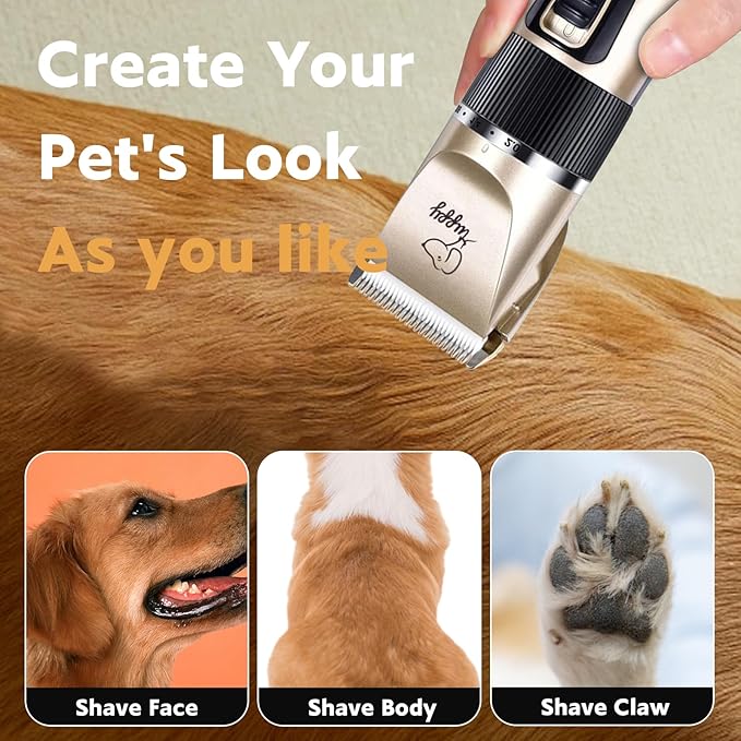 Dog Clippers for Grooming, Low Noise, Electric Quiet, Adjustable Clipper Comb for Dog Grooming Kit, Pet Hair Clippers Grooming kit for Dogs at Home - Bloomnest