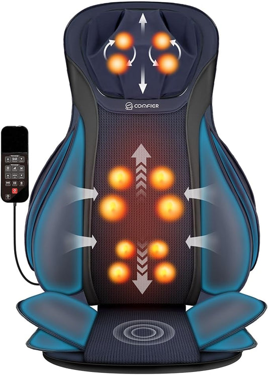 COMFIER Shiatsu Neck Back Massager with Heat for Pain Relief Deep Tissue, Adjustable-Height Neck Massage Rollers, Massage Chair Pad Tapping Compression Seat Massager Full Body, Gifts for Men Women - Bloomnest