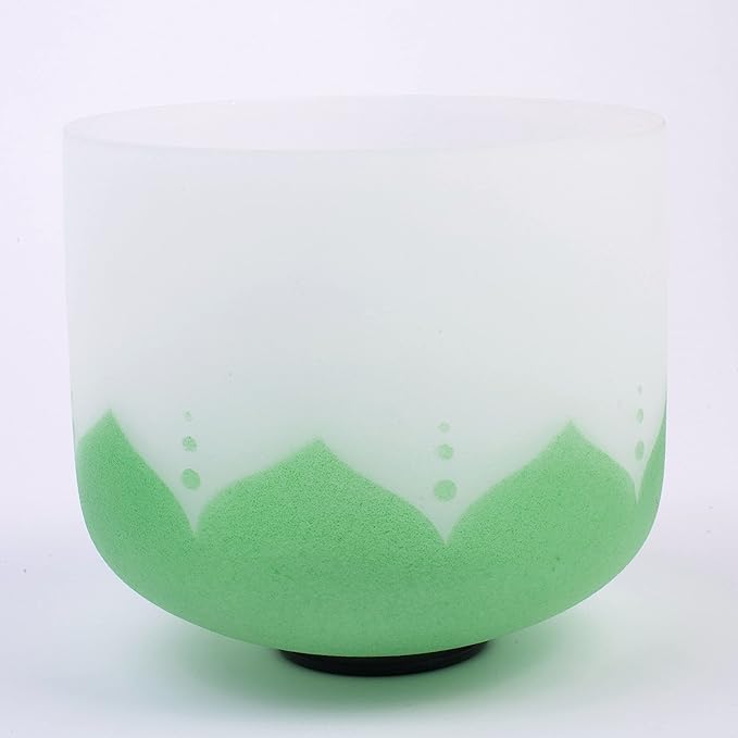 Leize Lotus Design Quartz Crystal Singing Bowl F Note 432 hz Heart Chakra White 8" with Heavy Duty Carrying Case Suede Striker - Bloomnest
