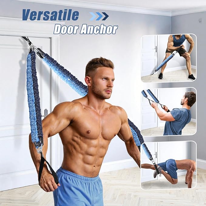 Upgraded Pilates Bar Kit with Resistance Bands Natural Latex for Women & Men, Heavy-Duty Stainless Steel Multifunctional Yoga Pilates Stick for Home Gym Exercise Fitness Equipment Full-Body Workouts - Bloomnest