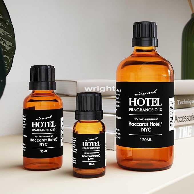 AirScent Hotel Diffuser Oil No. 1023 Inspired by The Baccarat Hotel Scent - Love Affair Fragrance Oil for Ultrasonic and Waterless Diffusers and Crafting - 120 mL, 4 fl oz Glass Bottle with Dropper Airscent