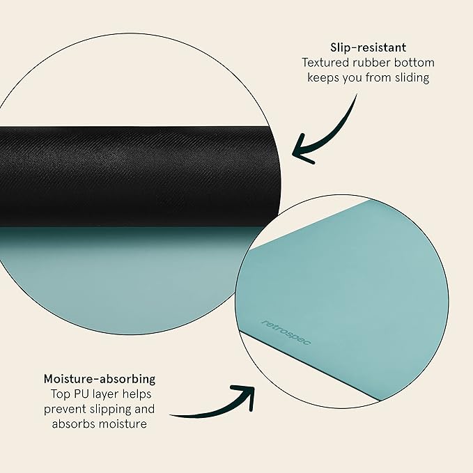 Retrospec Laguna 5mm Yoga Mat - Fitness Mat for Women, Men & Children, Slip-Resistant and Moisture Absorbing Exercise Mat for Home, Pilates, Yoga and Floor Workouts - Bloomnest