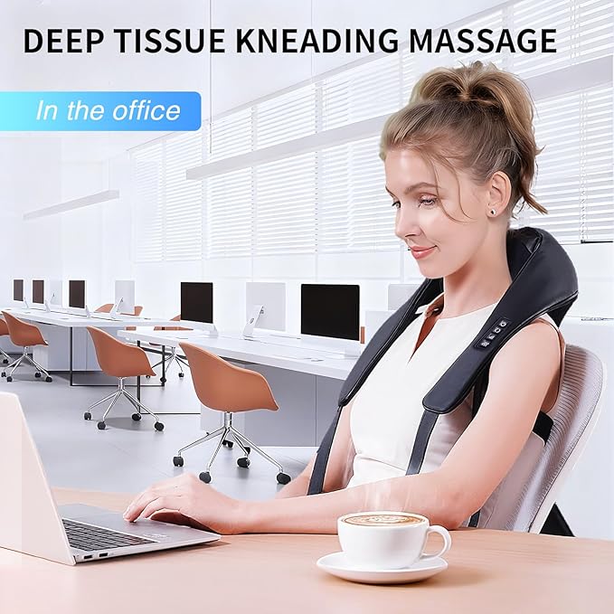 TISSCARE Shiatsu Neck Massager with Heat for Pain Relief, Deep Tissue 3D Kneading Electric Massager for Back, Shoulder, Leg, Plug-in for Home, Office, Car, Ideal Gift for Women, Men - Bloomnest