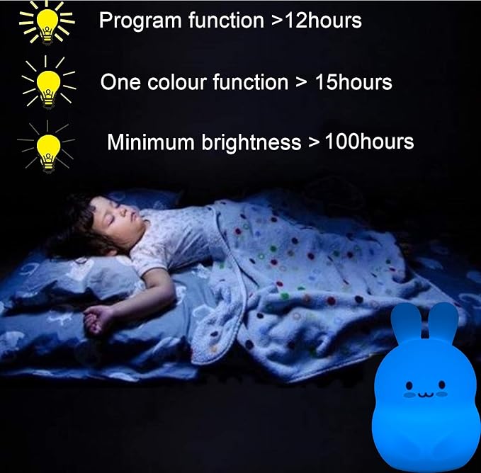 Rabbit Night Lights for Kids, Babies Nursery Lamp, Kids lamp, Child Bedroom Bedside Lamp, Changeable Brightness & Color Children's Table Night-Lights, Holiday Gifts, Child Gift - Medium - Bloomnest