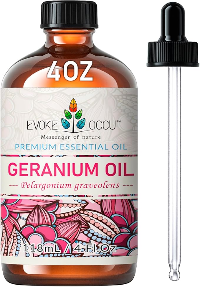 EVOKE OCCU Pure & Natural Geranium Essential Oil for Skin, Hair, Diffuser, Aromatherapy - 4 Fl Oz - Bloomnest