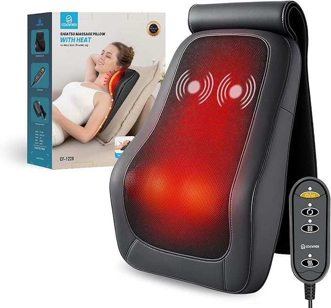 COMFIER Back Massager for Back Pain Deep Tissue 3D Shiatsu Neck Back Massager with Heat & Vibration Massager for Neck Shoulder Back Massage for Chair Heated Massage Cushion, Gifts/Presents for Mom Dad - Bloomnest
