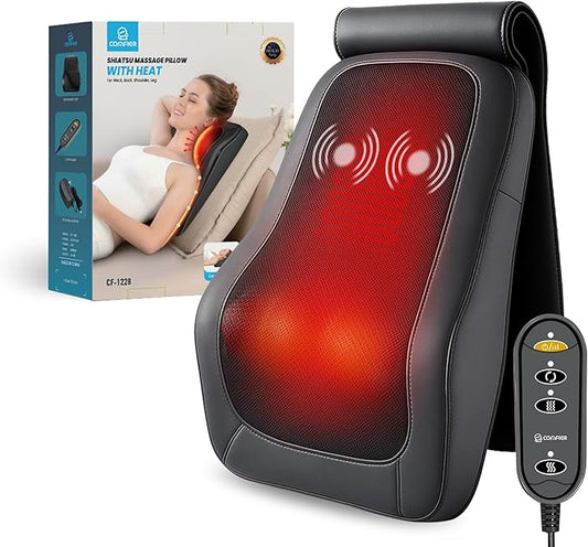 COMFIER Back Massager for Back Pain Deep Tissue 3D Shiatsu Neck Back Massager with Heat & Vibration Massager for Neck Shoulder Back Massage for Chair Heated Massage Cushion, Gifts/Presents for Mom Dad - Bloomnest