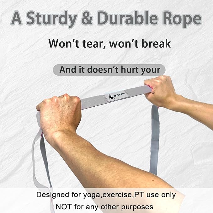 Stretching Strap Yoga Strap with Loops, Stretch Straps for Physical Therapy, Non-Elastic Exercise Strap for Pilates, Dance and Gymnastics with Workout Guide - Bloomnest