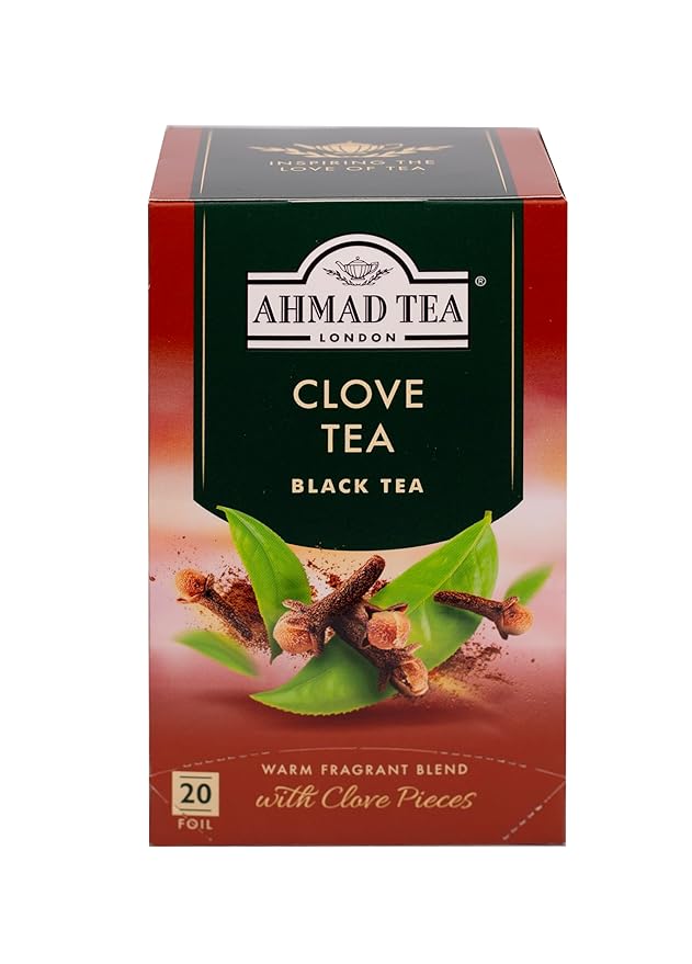 Ahmad Tea Black Tea, Clove Teabags, 20 ct (Pack of 1) - Caffeinated & Sugar-Free - Bloomnest