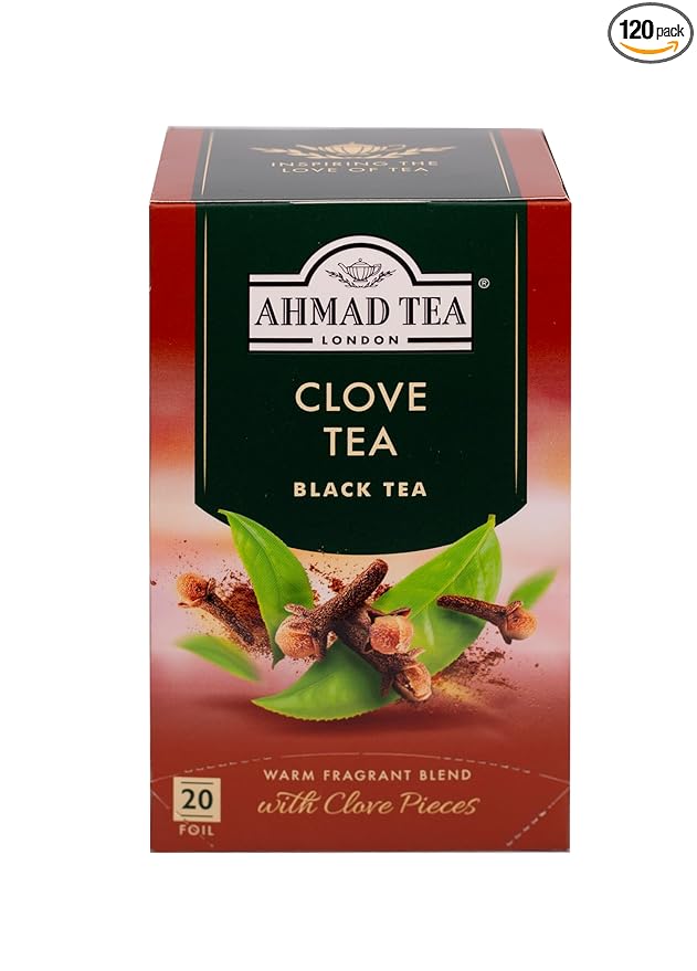 Ahmad Tea Black Tea, Clove Teabags, 20 ct (Pack of 6) - Caffeinated & Sugar-Free - Bloomnest